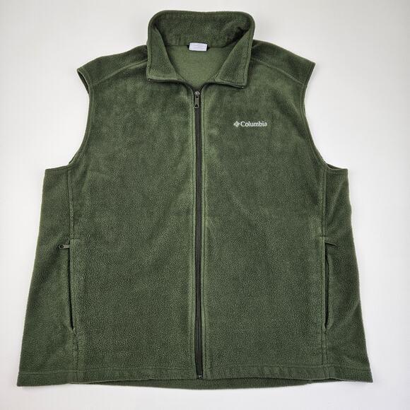 Columbia Cathedral Peak II Fleece Vest Men's XXL Full Zip Green‎ Outdoors Hiking - Picture 1 of 7